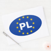 4ポーランド「PL」欧州連合(EU)国旗 楕円形シール (封筒)