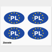 4ポーランド「PL」欧州連合(EU)国旗 楕円形シール (シート)