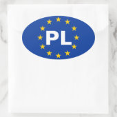 4ポーランド「PL」欧州連合(EU)国旗 楕円形シール (バッグ)