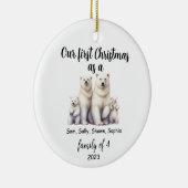 4ポーラーベアークリスマスホリデーセラミックの家族 セラミックオーナメント (右)