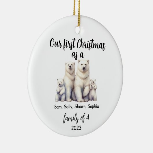 4ポーラーベアークリスマスホリデーセラミックの家族 セラミックオーナメント (右)