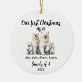 4ポーラーベアークリスマスホリデーセラミックの家族 セラミックオーナメント (正面)