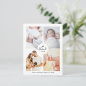 4ミニマルフォトコラージュ赤ちゃんシャワー ポストカード (スタンド正面)