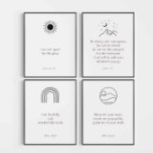 4ミニマルプリントのBoho黒い子供の聖書の詩のセット