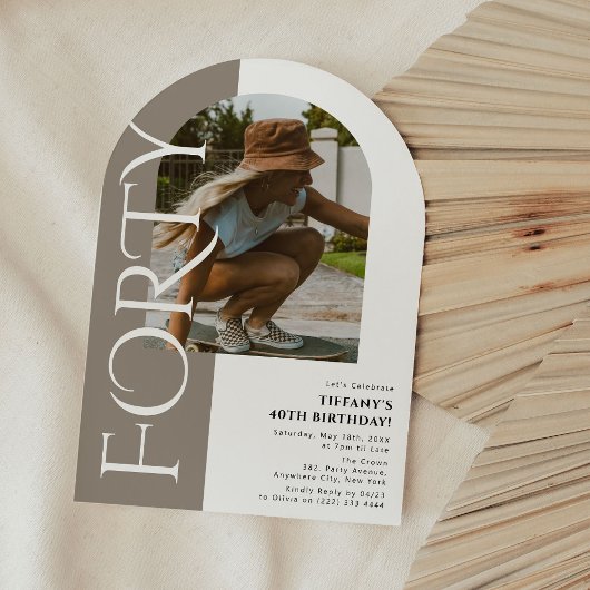 4ミニマル月の写真40歳の誕生日 招待状