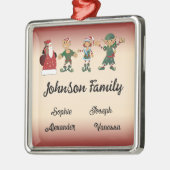 4メンバーの家族クリスマス魔法小妖精や小人サンタ メタルオーナメント (左)