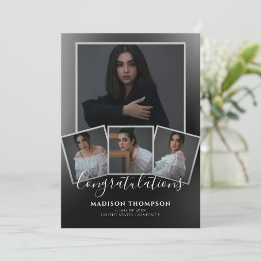 4モダンエレガント枚写真卒業パーティー招待状 招待状 (スタンド正面)