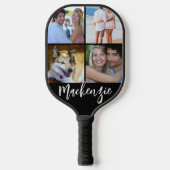 4モダンフォトコラージスクリプト名のカスタム色 ピックルボールラケット (正面)