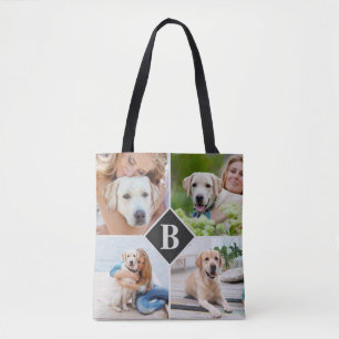 4モダンフォトコラージュモノグラムペット犬好き トートバッグ