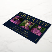 4モダンフォトフォイル卒業発表海軍2 箔招待状 (回転した状態)