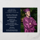 4モダンフォトフォイル卒業発表海軍2 箔招待状 (裏面)