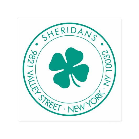 4モダンリーフクローバーファミリー差出人住所 セルフインキングスタンプ (デザイン)