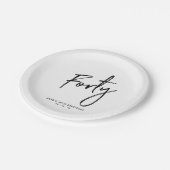 4モダンレタリング40歳の誕生日紙プレート ペーパープレート (アングル)