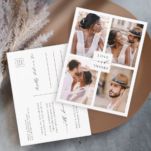 4モダン写真コラージュ結婚の感謝 ポストカード