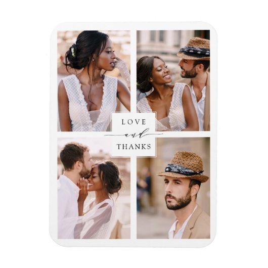 4モダン写真コラージュ結婚の感謝 マグネット (縦)