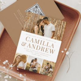 4モダン写真QRコードrsvpエレガントな結婚式 招待状