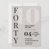 4モダン十エレガント歳の誕生日パーティー 招待状 (正面)