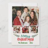 4モダン枚の写真コラージュ可愛いシンプルクリスマス シーズンカード (正面)
