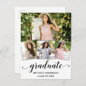 4モダン枚の写真卒業書道発表 インビテーションポストカード (正面/裏面)