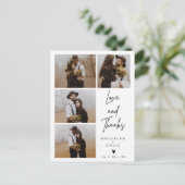 4モダン枚の写真結婚の感謝はがき ポストカード (スタンド正面)