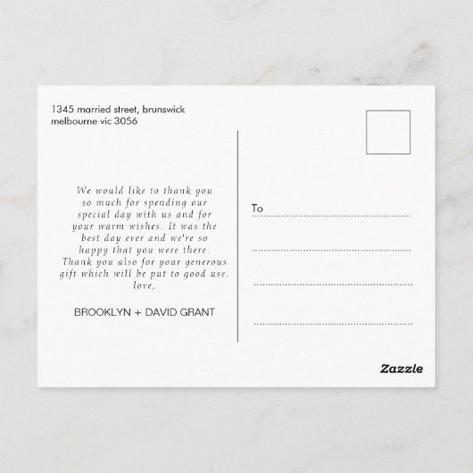 4モダン枚の写真結婚の感謝はがき ポストカード (裏面)