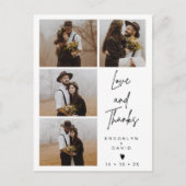4モダン枚の写真結婚の感謝はがき ポストカード (正面)