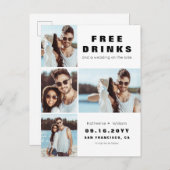 4モダン枚の写真結婚救のデート 案内ポストカード (正面/裏面)