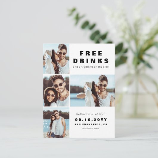 4モダン枚の写真結婚救のデート 案内ポストカード (スタンド正面)