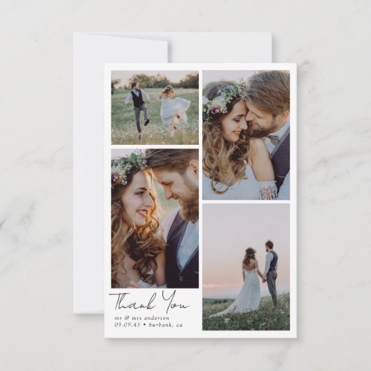 4モダン枚の写結婚真ありがとう サンキューカード (正面)