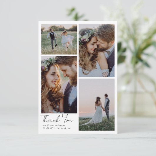 4モダン枚の写結婚真ありがとう サンキューカード (スタンド正面)