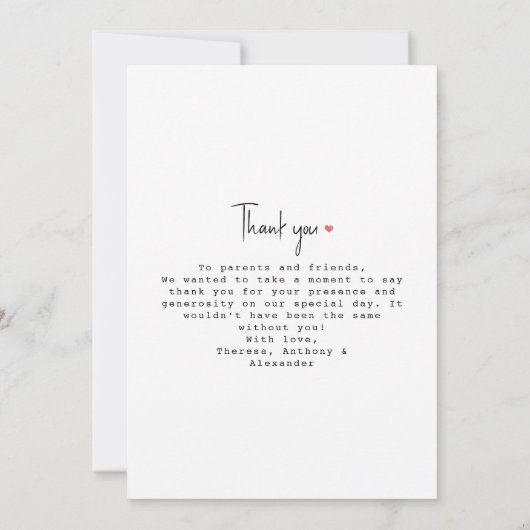 4モダン枚コラージュ赤ちゃんシャワーありがとう サンキューカード (裏面)