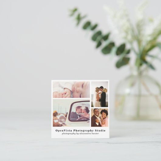 4モダン – 写真コラージュ |写真家プロフェッショナル スクエア名刺 (スタンド正面)