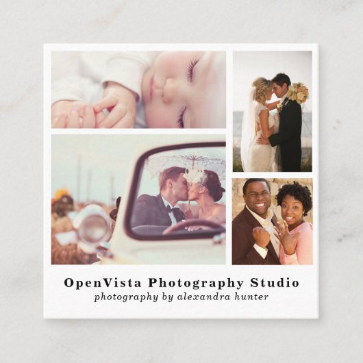 4モダン – 写真コラージュ |写真家プロフェッショナル スクエア名刺 (正面)