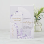 4ユニークつのアーチ春紫薄紫花金ゴールド 招待状 (スタンド正面)