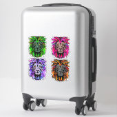 4ライオンの頭ステッカー – ライオンのステッカー シール (スーツケース)