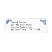 4ライン差出人住所オン白いブルーピーニー結婚ズ ラベル (正面)