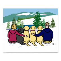 4ラブラドールと保護者の冬の景色