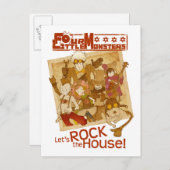 4リトルモンスター – 家をロックしよう ポストカード (正面/裏面)