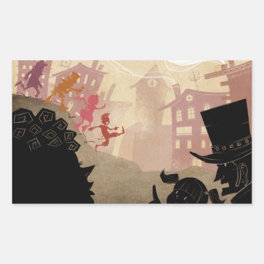 4リトルモンスター – 歩くスルー・タウン 長方形シール (正面)