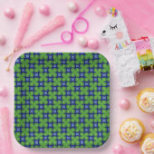 4リーフクローバーオンブルーリピートプリント ペーパープレート (パーティー)