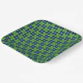 4リーフクローバーオンブルーリピートプリント ペーパープレート (傾斜あり)