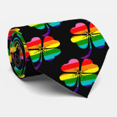 4リーフクローバーゲイプライドフラッグカラーLGBTQブラック ネクタイ (ロール)