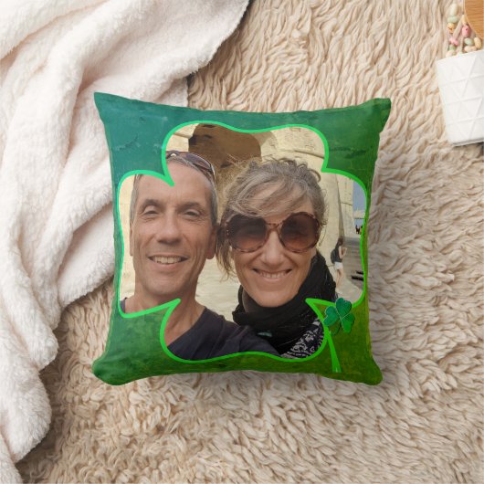 4リーフクローバーフレーム写真(文字付) クッション (ブランケット)