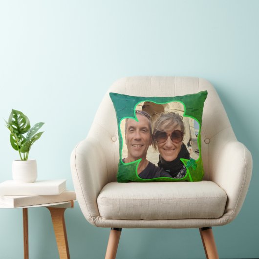 4リーフクローバーフレーム写真(文字付) クッション (椅子)