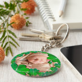 4リーフクローバーフレーム+フォトキーチェーン キーホルダー (側面)