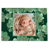 4リーフクローバーフレーム+フォトフォレストグリーン ラージペーパーバッグ (正面)