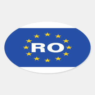 4ルーマニア"RO"のヨーロッパの旗 楕円形シール
