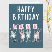 4レター名ハッピーバースデーウサギ カード (黄色い花)