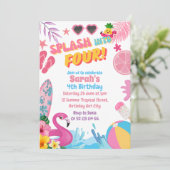 4レトロ4thプール誕生日パーティーにスプラッシュ 招待状 (スタンド正面)