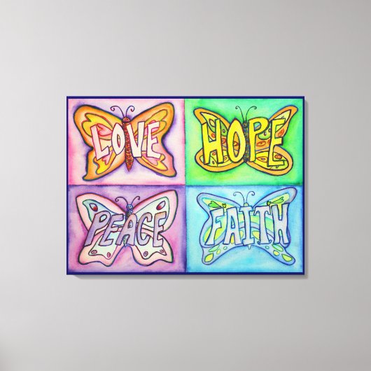 4ワードバタフライウイングキャンバスプリント絵画ズ キャンバスプリント (正面)